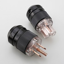 Pair Hi-Fi US AC Pure Copper Audio Power Plug Male & IEC320 C15 Female Connector