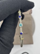 David Yurman Sterling Silver Blue Topaz and Lapis Renaissance Bracelet