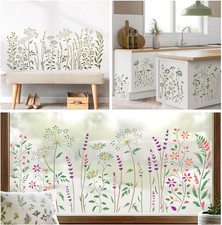 6-PC Wildflower Stencil Painting Large Reusable Floral Design DIY Furniture Wood