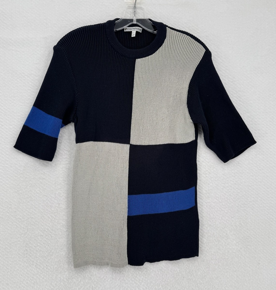 Vintage Emporio Armani Mens Multicolor Colorblock Pullover Sweater