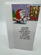 Santa The Fat Man Merry Christmas Greeting Card Money Holder + Envelope 3.5 x 8