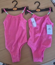 Fuschia Beaded Swimming Costumes X2