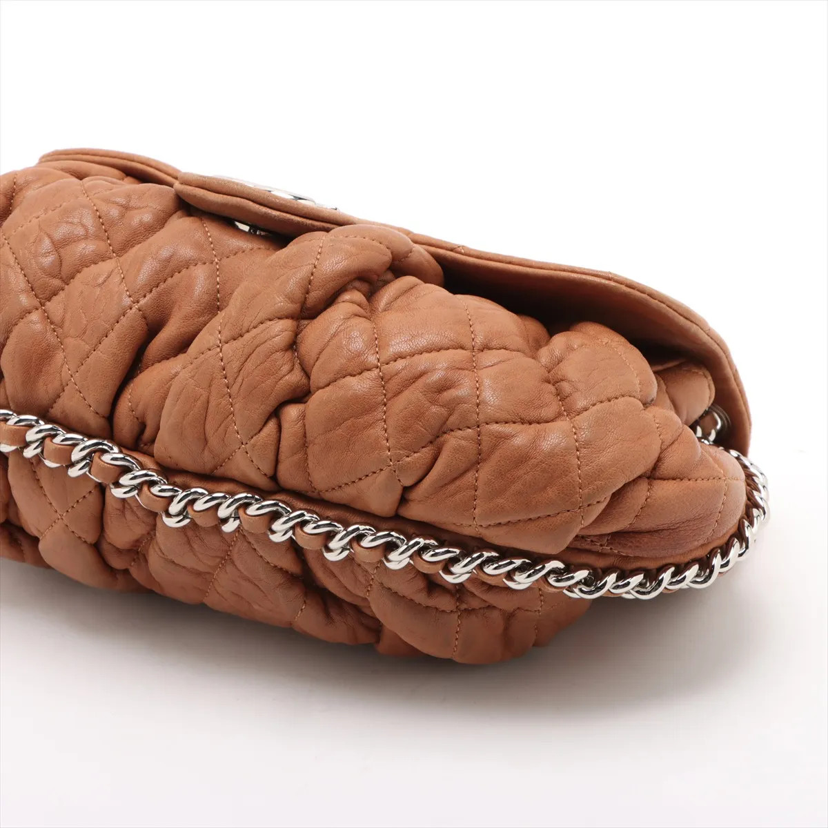 Chanel Luxury Line Lambskin Chain Shoulder Bag Chainaround Brown Silver Metal Fi thumbnail 3