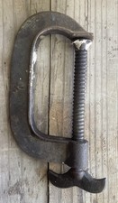 Vintage 4" Heavy Duty Cast Iron C Clamp Batwing Handle Deep Throat Made in USA