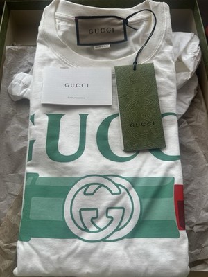 Gucci Men's Logo Graphic Cotton Jersey T-Shirt White Green Red XXS