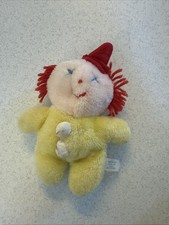 Vintage Eden Pastel Yellow Clown Plush Stuffed Animal Bell Rattle Sleeping Hat