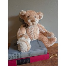 Vintage 90s Russ Berrie Butterscotch Teddy Bear Plush Tan Bow 26557 8 Inch
