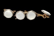 Antique Deco gold silver tone  Mother of Pear...