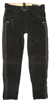 lange - SHAMZEE - Trachten LEDERHOSE für Herren in schwarz/ braun in Gr. 48 - Bild 1 von 4