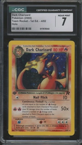 2000 Pokemon Team Rocket 1st Edition Holo #4 Dark Charizard CGC 7