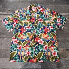 Vintage RJC Hawaiian Shirt Mens XL Floral Parrot Macaw Toucan Aloha Made In USA