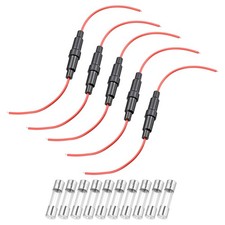 5Pcs 6x30mm Inline Screw Type Fuse Holder 22AWG Wire with 10Pcs 2A Glass Fuse