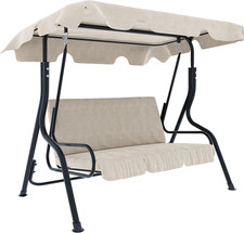 Dondolo 3 Posti Con Cuscini Imbottiti Tettuccio Parasole Regolabile Struttura in