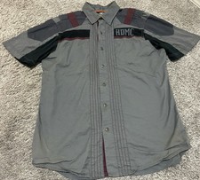 Harley Davidson Performance Button Shirt Men Large Gray Ventilations