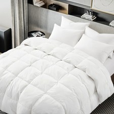 Goose Feather Down Comforter King Size, White 100 Cotton Duvet Insert, All S...