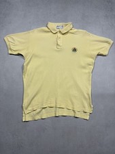 80s Vintage Burberrys London Polo Shirt Yellow Crest Logo Cotton UK