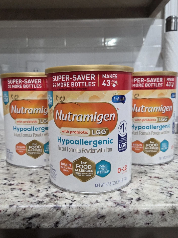 Лот из 3 гипоаллергенных детских смесей Nutramigen порошок пробиотик 27,8 унц - Изображение 2 из 4