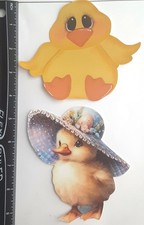 Lot of 2 Chicks Easter Bonnet Eggs SINGLE LAYER Embellishments 1087