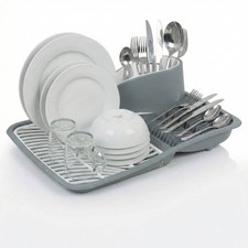 Grey Kitchen Large Dish Holder Drainer Rack Drip Tray Board