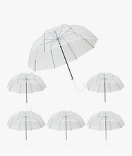 6 Pcs Clear Bubble Umbrella,47 inch Large Canopy Transparent Dome Coverage Stick