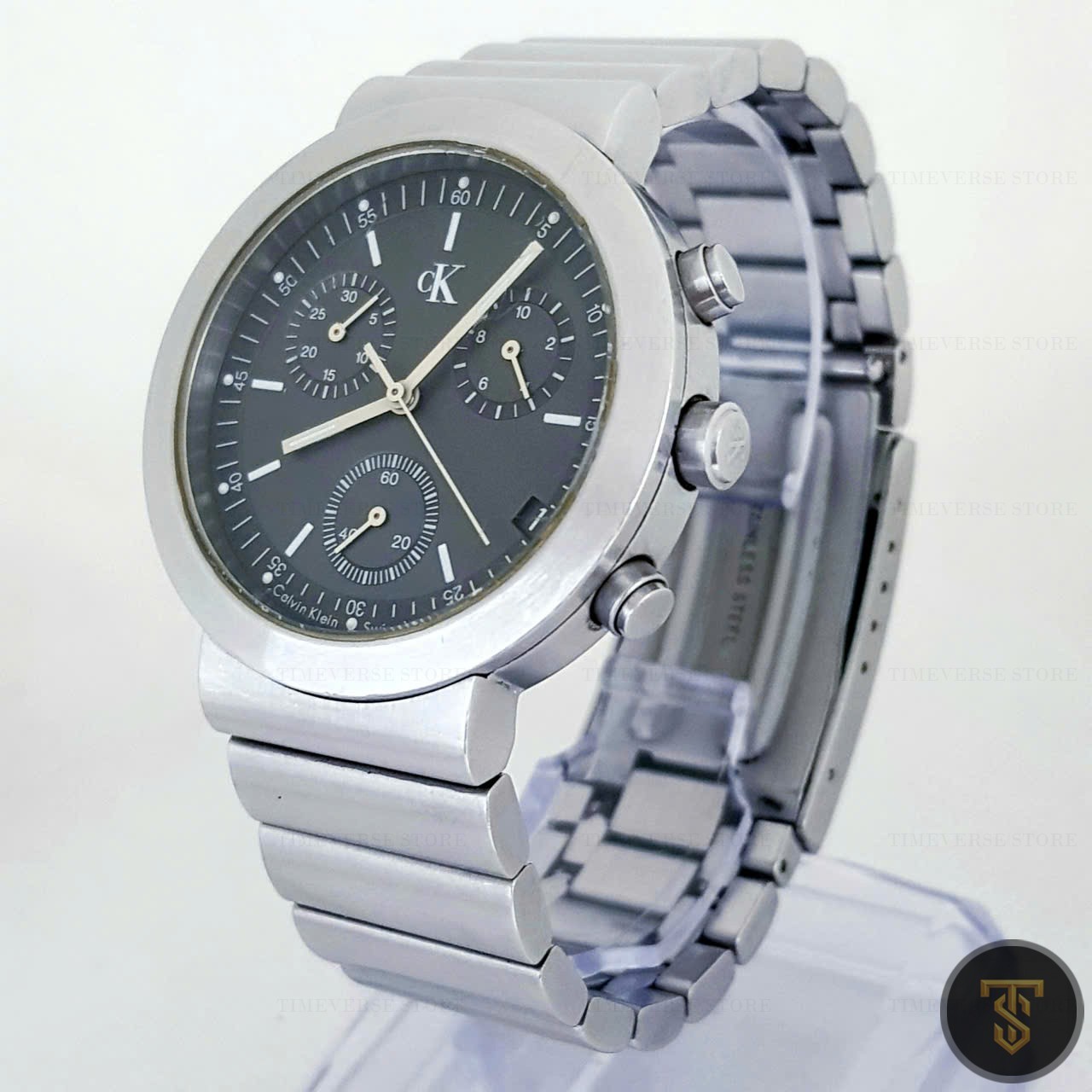 Calvin Klein K2171 Watch Chronograph Black Dial Swiss Made Pre-owned Mens 38mm