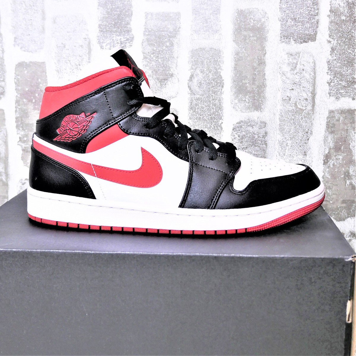 Nike Air Jordan 1 Mid Gym Red Black White 554724-122 Men's
