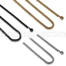 Mens Womens Charm Stainless Steel Rolo Cable Wheat Chain Link Necklace 24 inches