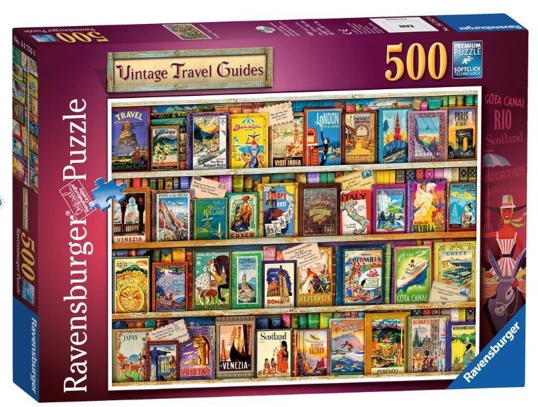 RAVENSBURGER PUZZLE*500 TEILE*AIMEE STEWART*VINTAGE TRAVEL GUIDES*RARITÄT*OVP