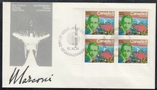 Canada Scott 654 LL Pl Blk FDC - Guglielmo Marconi