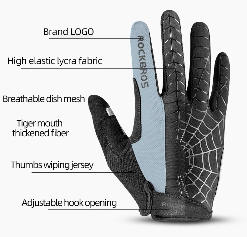 ROCKBROS Full Finger Gloves Touch Screen MTB Motorcycle Bicycle Cycling Gloves - Image 3 of 4