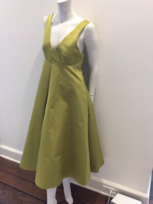 Rochas Paris chartreuse green A-line Dress new sz 44  made In Italy