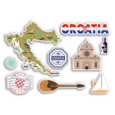 10 Stück Flaggen Aufkleber Kroatien Set | Sticker Croatia Autoaufklebe