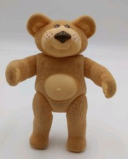 Vintage Poseable FURSKINS Flocked Bear Figure 1986 OAA Toy Bear Figure 5" tall