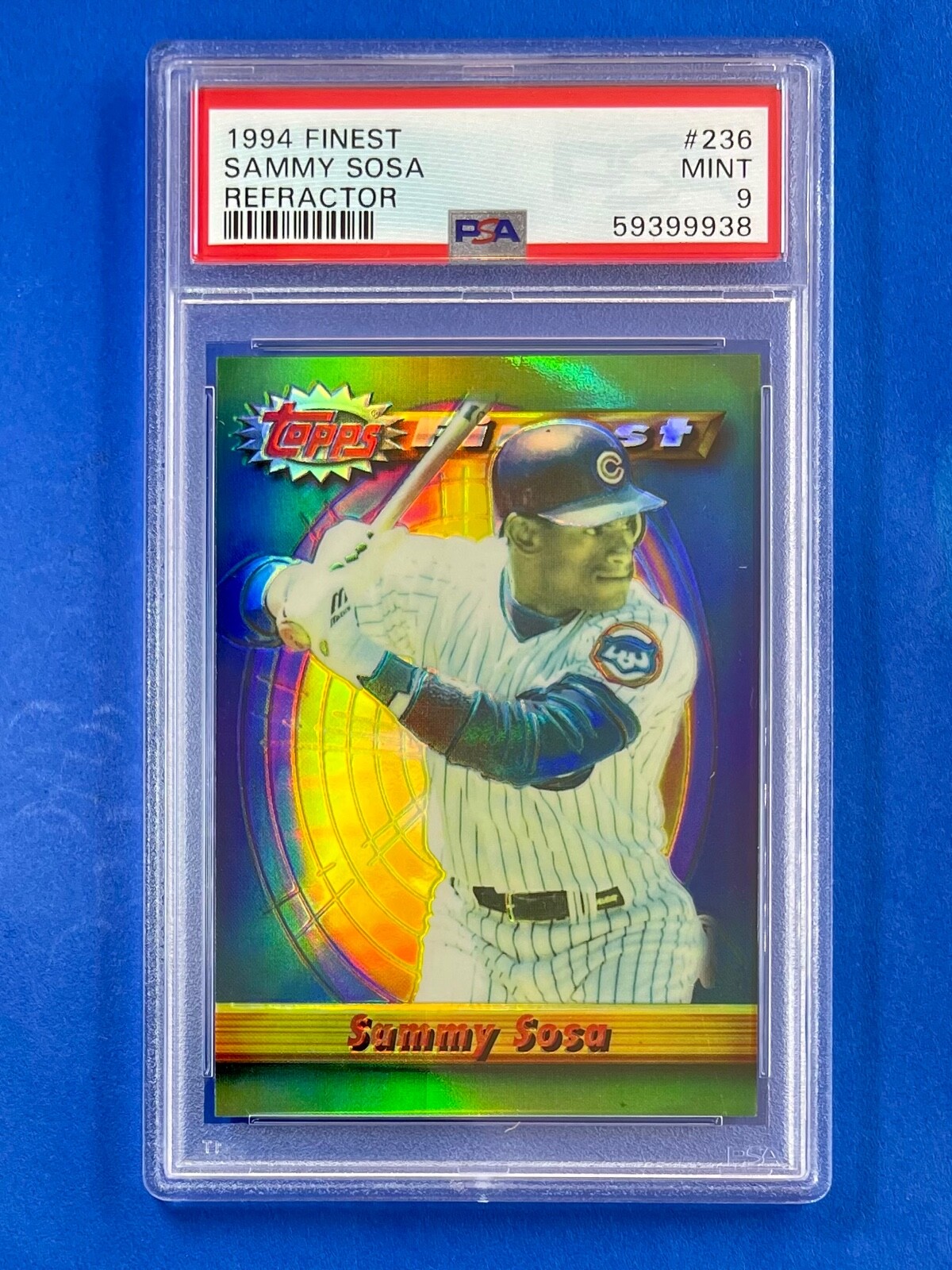 1994 Topps Finest Refractor Sammy Sosa Card #236 PSA 9 Mint Chicago Cubs