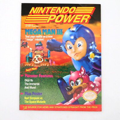 #ad Nintendo Power Vol #20 Mega Man III Bart Simpson Poster Attached Great Condition $29.99