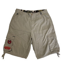 Vintage Y2K JNCO Marine 3rd Divison Khaki Shorts SIZE 40 Embroidered Patches 85