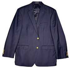 Vintage Lauren Ralph Lauren Mens 42R Regular Navy Blue Gold Crest Button Blazer