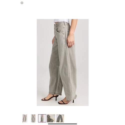Citizens of Humanity Barrel Leg Jeans Frayed Hem High Waist Gray Size 24 - Picture 3 of 24