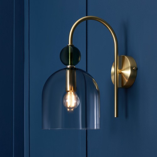 Visconte Vietri Wall Light 1 Arm with Smoke Tinted Glass Shade - Satin Brass - Picture 2 of 8