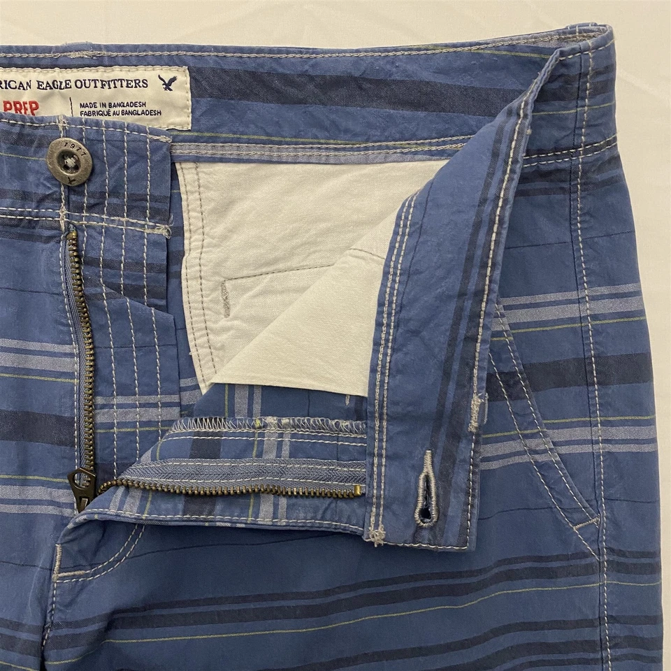 Шорты повседневные American Eagle Outfitters 34 x 9 дюймов синие в полоску подготовительный крой - Изображение 2 из 4