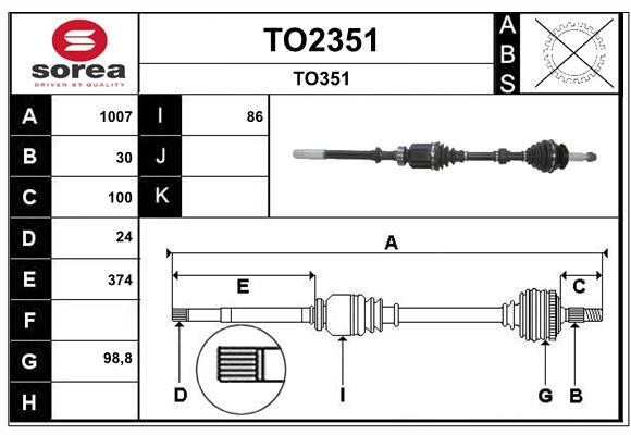 Arbre de transmission SNRA TO2351 élimine vibration sur TOYOTA RAV 4 III