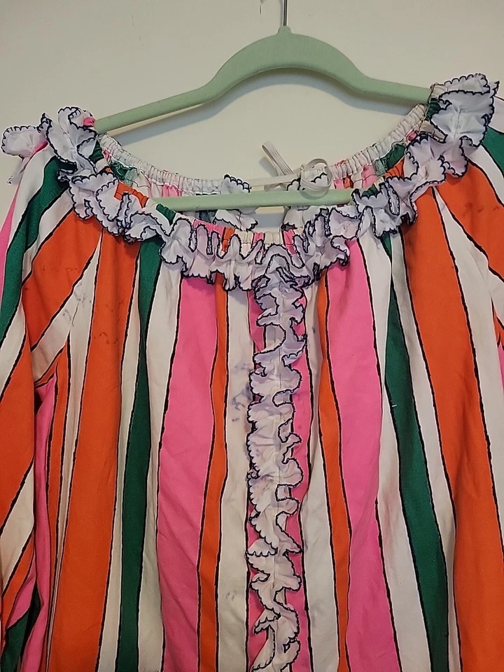 Vintage Handmade Clown Costume Striped Circus Movie Prop READ See Measurements - image 2 of 4