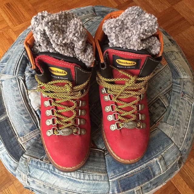 DOCKERS WATER RESISTANT RED LEATHER HIKING BOOTS WOMEN'S SIZE 38/ US 7