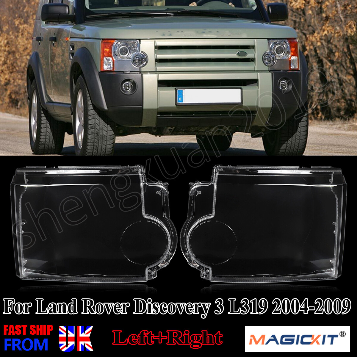For Land Rover Discovery 3 L319 04-09 Clear Headlight Lens Cover Lamp Left+Right
