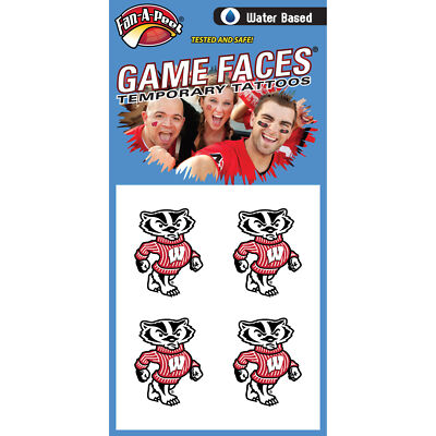 Fan-A-Peel Wisconsin Water Based Peel and Stick Temporary Tattoos