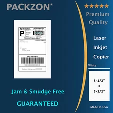 1000 8.5x5.5 Half Sheet Shipping Labels 2 per Sheet for Laser & Inkjet Printers