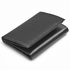 Black RFID Blocking Premium Handcrafted Cowhide Leather Men's Trifold Wallet