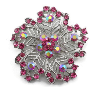 Pink Austrian Rhinestone Crystal Exquisite Bridal Wedding Brooch Pin PN 30284