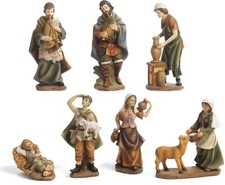 Set 7 soggetti, Mestieranti, Suonatori, Personaggi per Presepi 20 cm in Resina