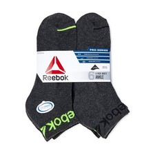 Reebok  Men's Pro-Series Cotton Ankle Socks, 6-Pack NEW "Black  White"